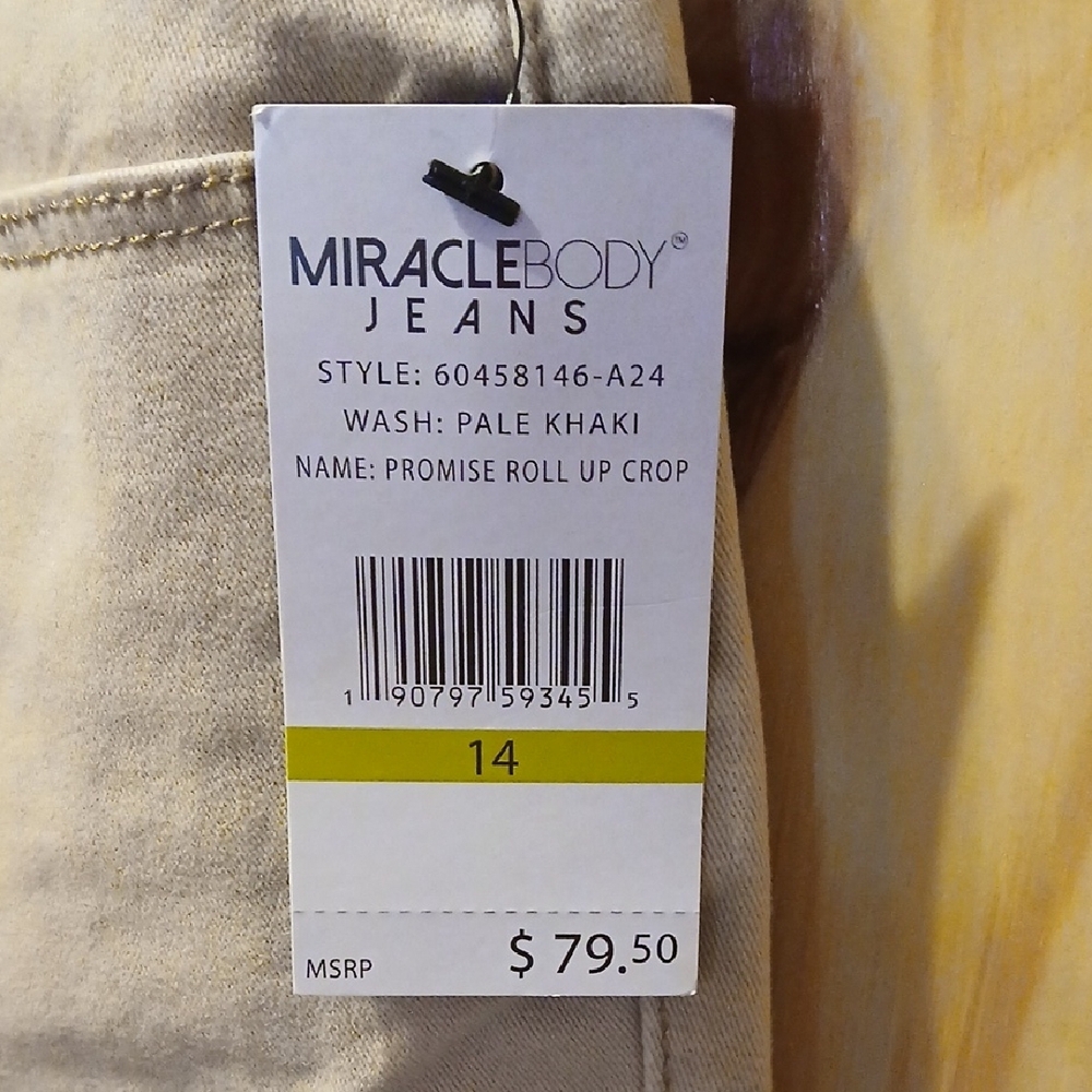 Wm's Sz 14 Miracle Body Pale Khaki Slim Stretch Jeans - Picture 5 of 11